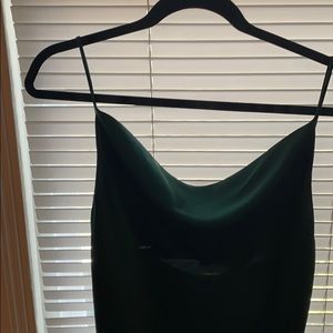 Green satin dress